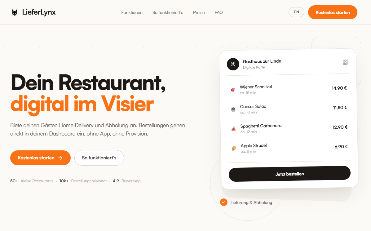 LieferLynx - digital ordering platform for restaurants